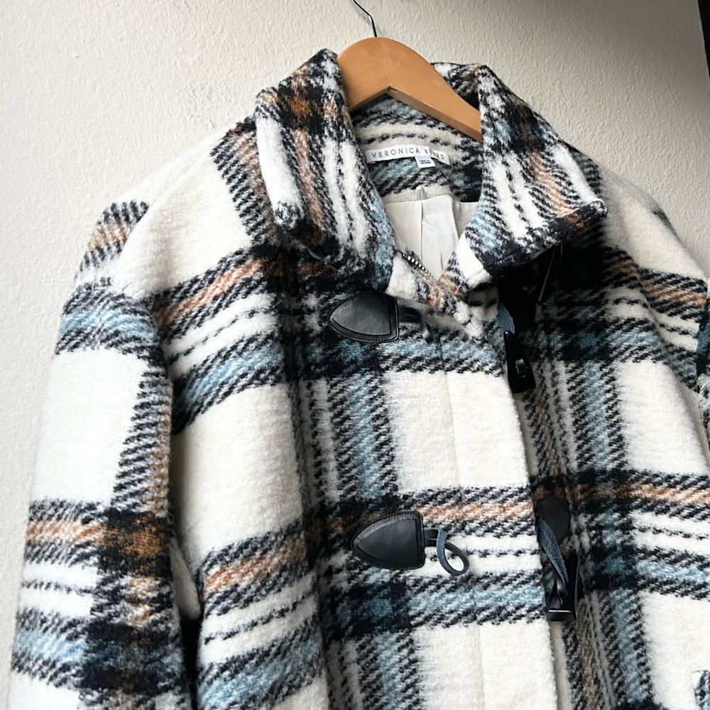 VERONICA BEARD CAEL OVERSIZED TARTAN PLAID DICKEY COAT TOGGLE ZIP CLOSURE Sz 2 - Picture 7 of 15